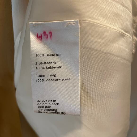AKRIS 100% Silk Color Block Skirt | Brown, Cream US 10, F 42, D 40, Vents $1590 - Picture 10 of 11